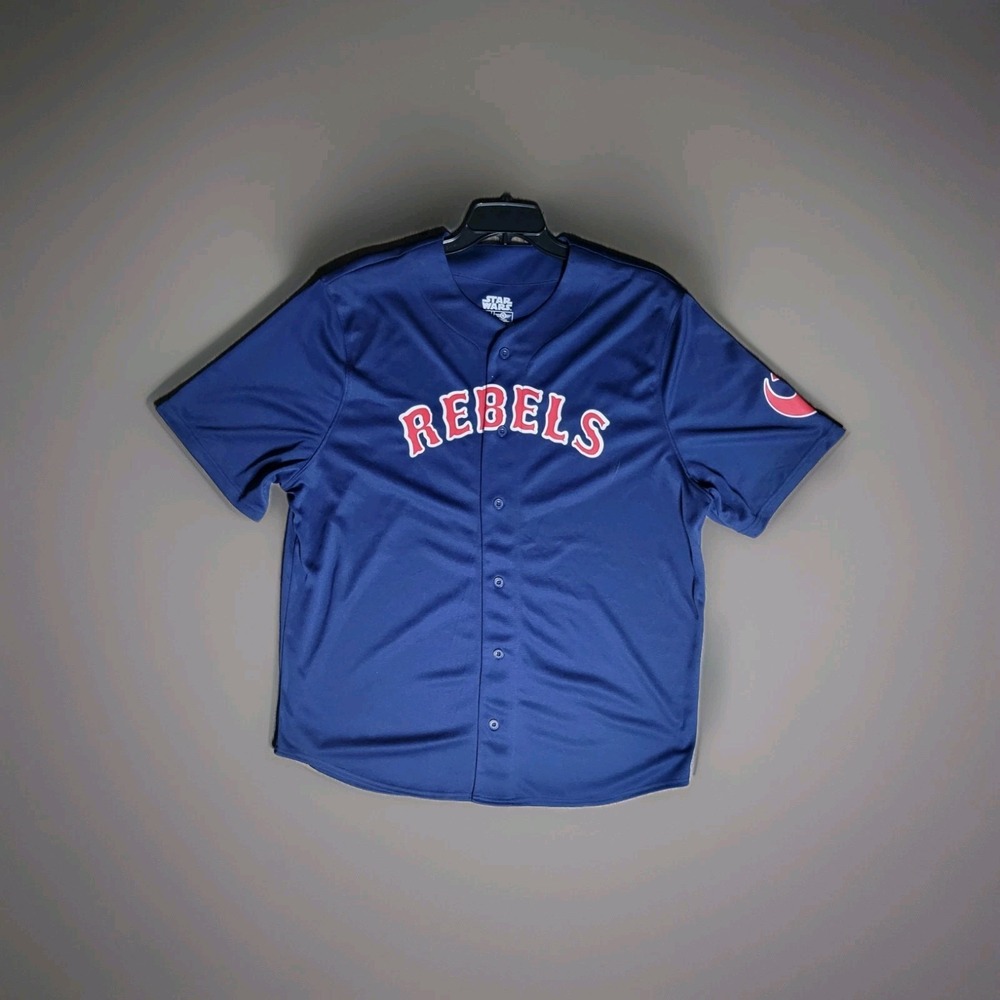 Star Wars‎ Rebels Baseball Jersey Navy Blue Mad Engine Number 77 Mens 2XL NWT